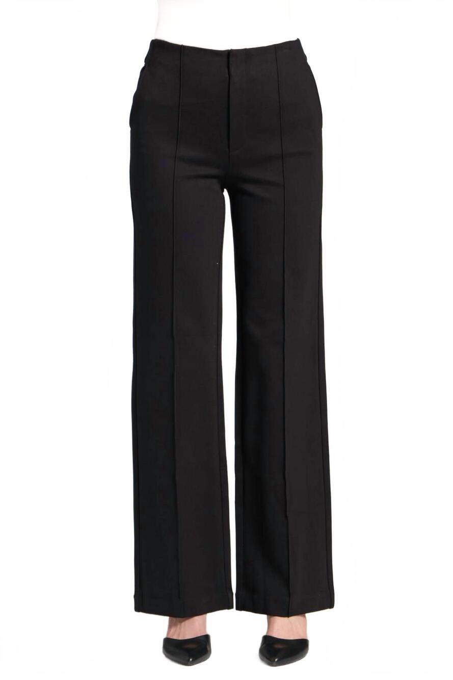 NEW APNY front zip pant with pin-tucked leg in black